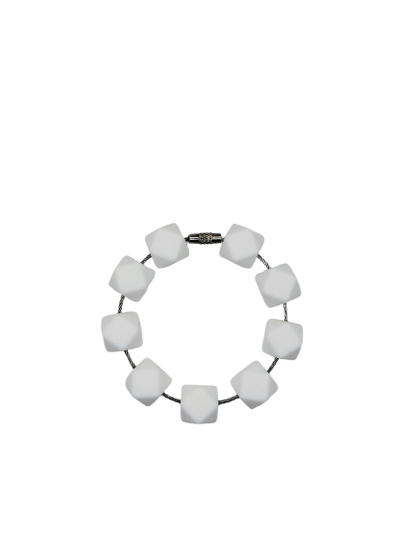 White Hexagon Silicone Beads