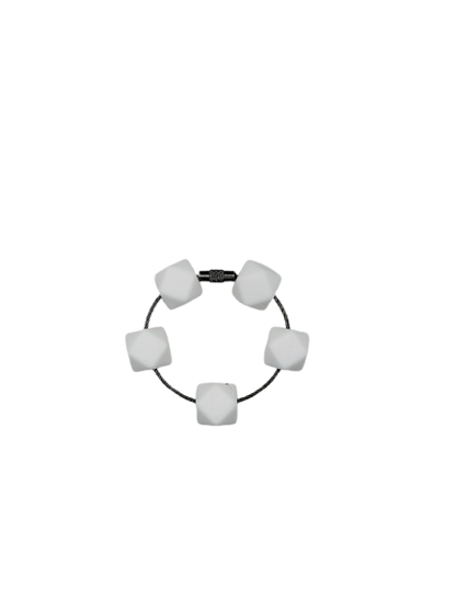White Hexagon Silicone Beads