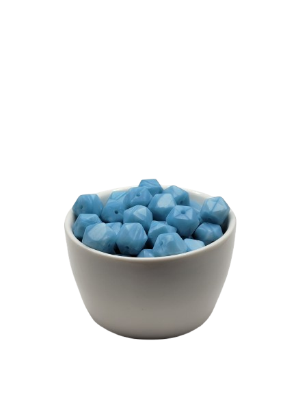 Pearl Blue Hexagon Silicone Beads
