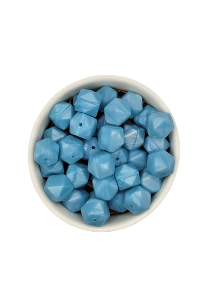 Pearl Blue Hexagon Silicone Beads