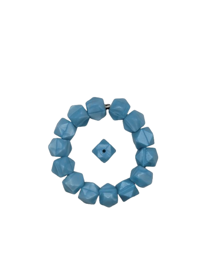 Pearl Blue Hexagon Silicone Beads