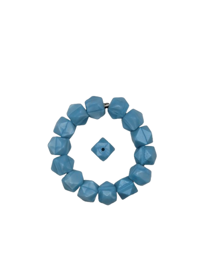 Pearl Blue Hexagon Silicone Beads