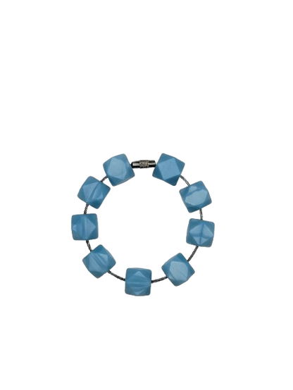 Pearl Blue Hexagon Silicone Beads