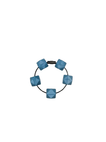 Pearl Blue Hexagon Silicone Beads