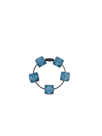 Pearl Blue Hexagon Silicone Beads
