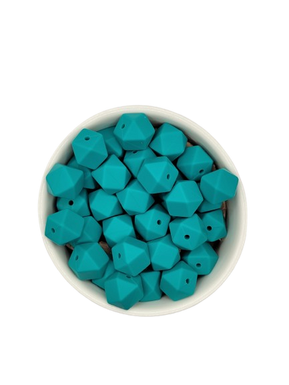 Teal Hexagon Silicone Beads