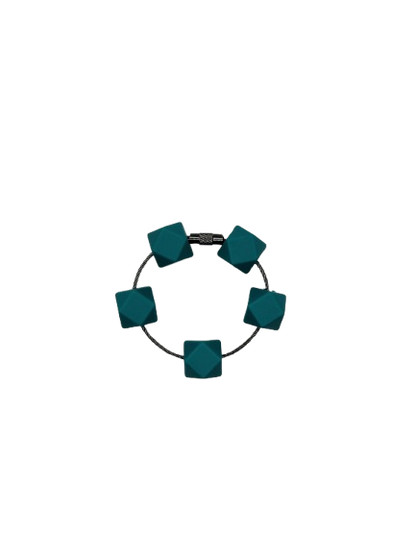 Teal Hexagon Silicone Beads