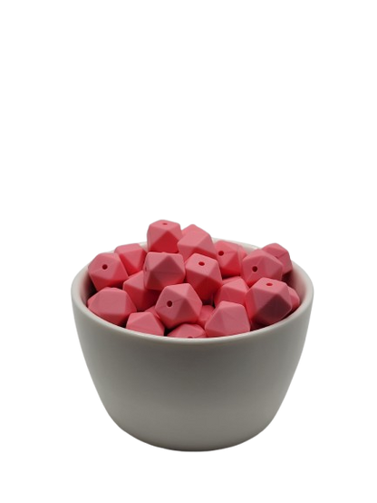 Pink Hexagon Silicone Beads