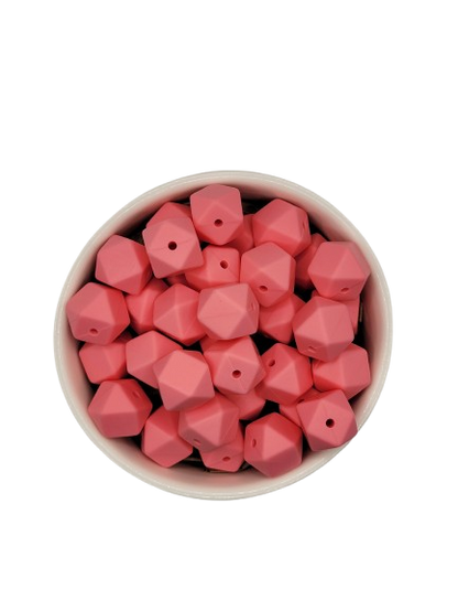 Pink Hexagon Silicone Beads