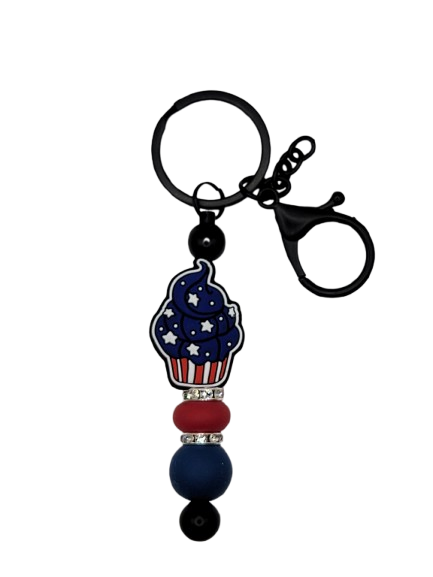 Stars and stripes cupcake keychain