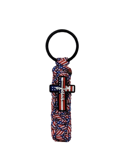 Cobra Knot Keychain Jesus Red White & Blue
