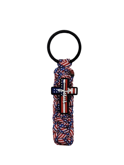 Cobra Knot Keychain Jesus Red White & Blue