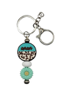 Teal Leopard Print Mama Keychain